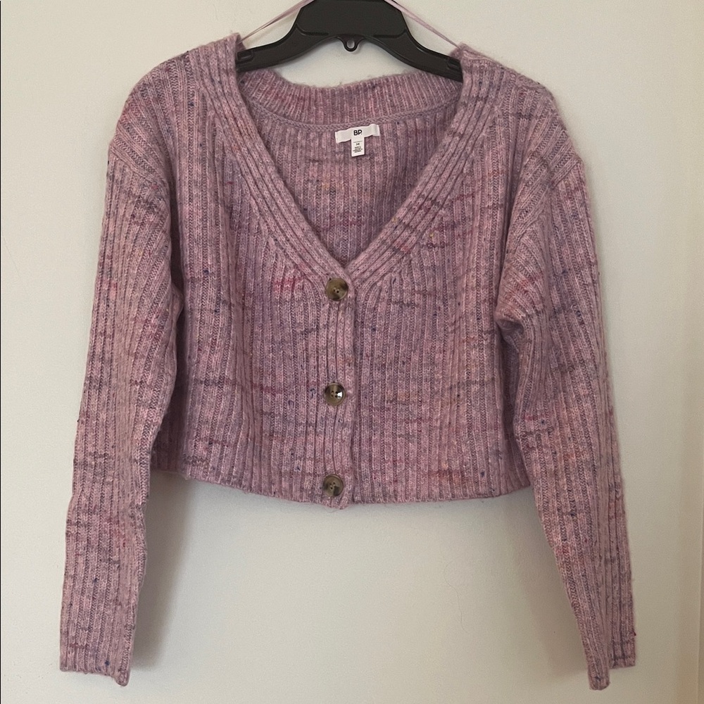 💜✨ BP Lavender Bouclé Ribbed Cardigan – Size Medium ✨